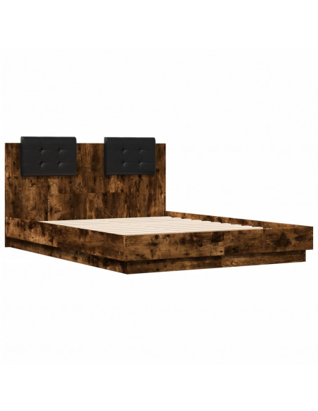 Giroletto con Testiera Rovere Fumo 135x190 cm Legno Multistrato
