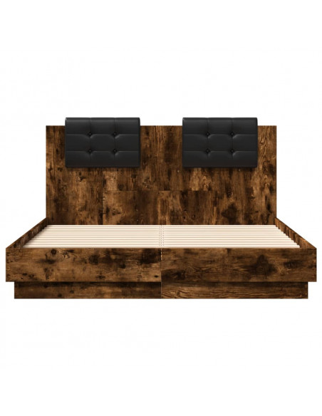 Giroletto con Testiera Rovere Fumo 135x190 cm Legno Multistrato