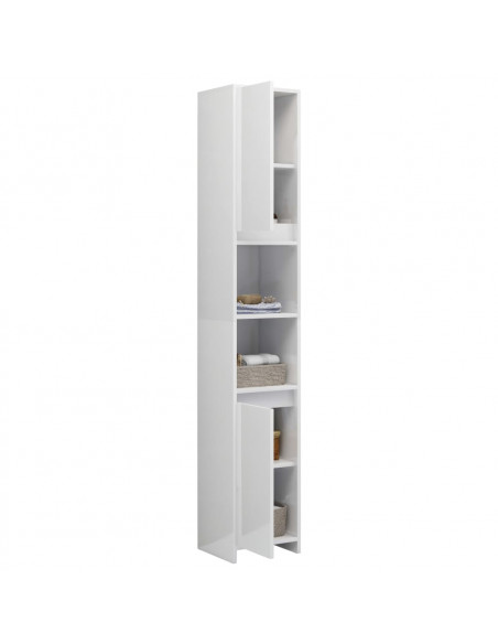 Mobile da Bagno Bianco Lucido 30x30x183,5 cm Legno Multistrato