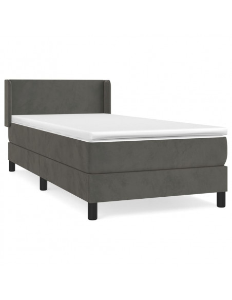 Giroletto a Molle con Materasso Grigio Scuro 100x200 cm Velluto