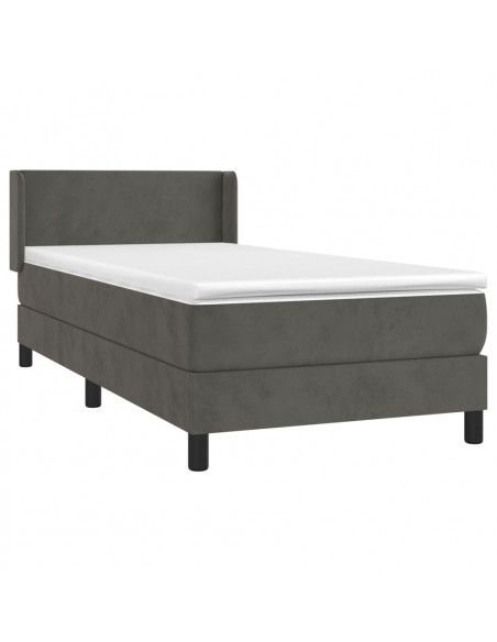Giroletto a Molle con Materasso Grigio Scuro 100x200 cm Velluto