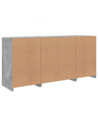 Credenza con Luci LED Grigio Cemento 142,5x37x67 cm