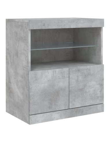 Credenza con Luci LED Grigio Cemento 142,5x37x67 cm
