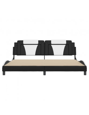 Giroletto con Luci LED Nero e Bianco 200x200 cm in Similpelle