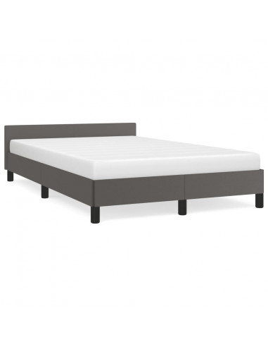 Giroletto con Testiera Grigio 120x190 cm in Similpelle