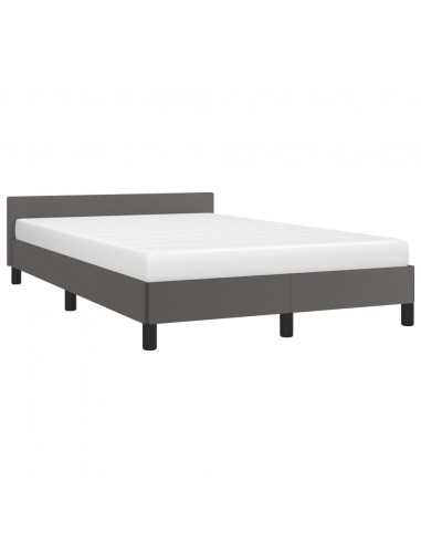 Giroletto con Testiera Grigio 120x190 cm in Similpelle