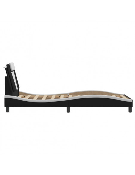 Giroletto con Testiera Nero e Bianco 90x190 cm in Similpelle