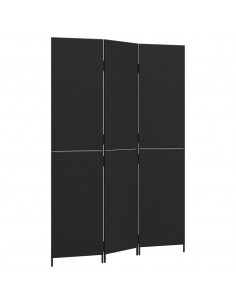 Divisorio per Ambienti a 3 Pannelli Nero in Polyrattan 2