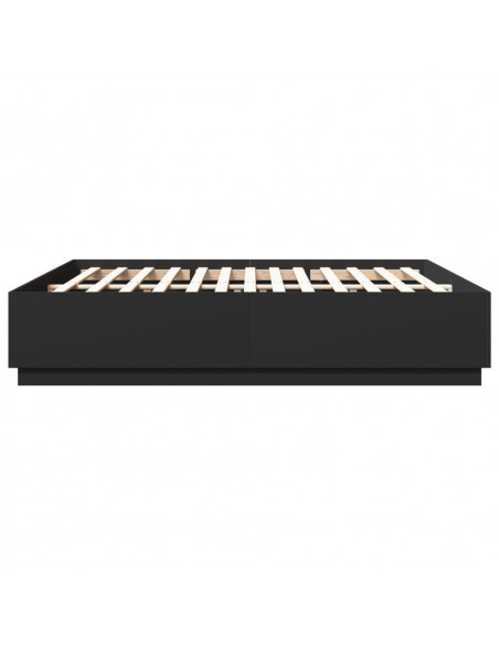 Giroletto con Luci LED Nero 180x200 cm in Legno Multistrato