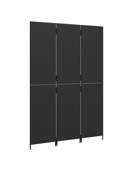 Divisorio per Ambienti a 3 Pannelli Nero in Polyrattan