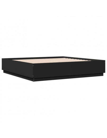 Giroletto con Luci LED Nero 180x200 cm in Legno Multistrato