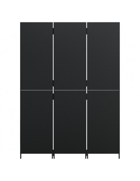 Divisorio per Ambienti a 3 Pannelli Nero in Polyrattan