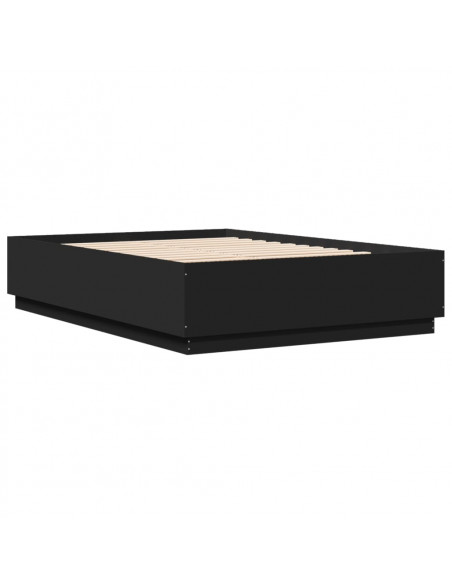 Giroletto con Luci LED Nero 160x200 cm in Legno Multistrato