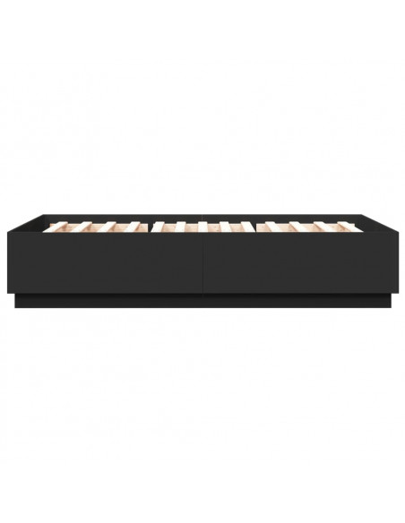 Giroletto con Luci LED Nero 160x200 cm in Legno Multistrato