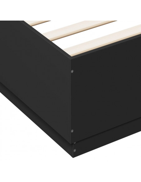 Giroletto con Luci LED Nero 160x200 cm in Legno Multistrato