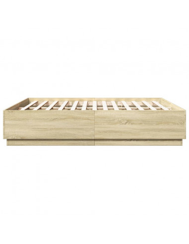 Giroletto Cassetti Luci LED Sonoma 200x200 cm Legno Multistrato