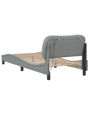 Giroletto con Luci LED Grigio Chiaro 90x190 cm in Tessuto