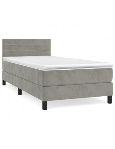 Giroletto a Molle con Materasso Grigio Chiaro 80x200 cm Velluto