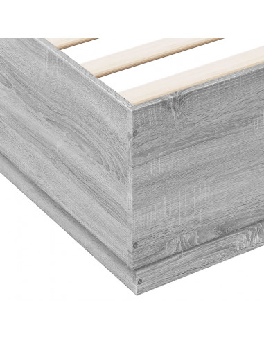 Giroletto Luci LED Grigio Sonoma 160x200 cm Legno Multistrato