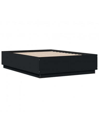 Giroletto con Luci LED Nero 120x190 cm in Legno Multistrato