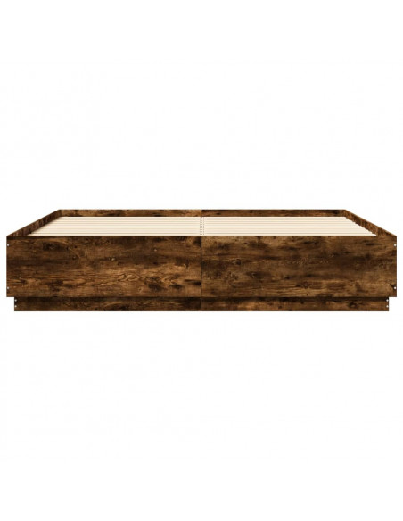 Giroletto con Luci LED Rovere Fumo 180x200 cm Legno Multistrato