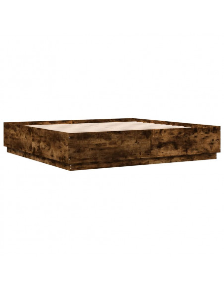 Giroletto con Luci LED Rovere Fumo 180x200 cm Legno Multistrato