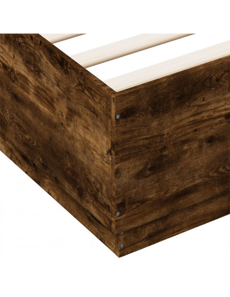 Giroletto con Luci LED Rovere Fumo 180x200 cm Legno Multistrato