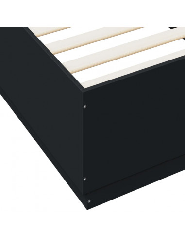 Giroletto con Luci LED Nero 90x200 cm in Legno Multistrato