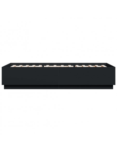 Giroletto con Luci LED Nero 100x200 cm in Legno Massello