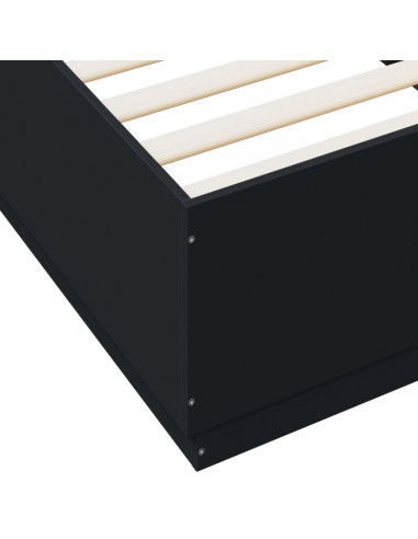 Giroletto con Luci LED Nero 100x200 cm in Legno Massello