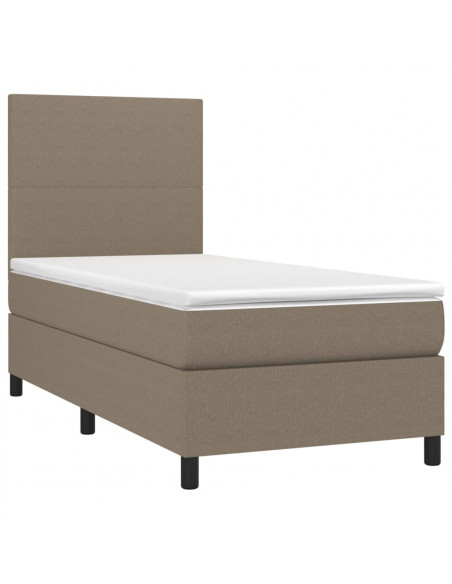 Letto a Molle con Materasso e LED Tortora 90x190 cm in Tessuto