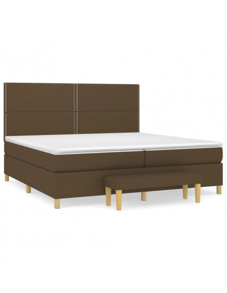 Giroletto a Molle con Materasso Marrone Scuro 200x200cm Tessuto