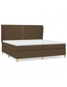 Giroletto a Molle con Materasso Marrone Scuro 200x200cm Tessuto 2