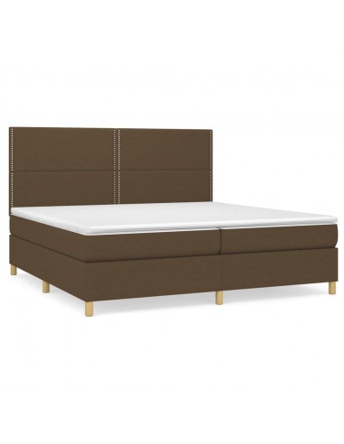 Giroletto a Molle con Materasso Marrone Scuro 200x200cm Tessuto