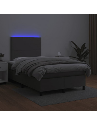 Giroletto Molle con Materasso e LED Grigio 120x190cm Similpelle