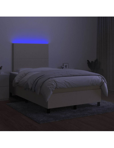 Letto a Molle con Materasso e LED Crema 120x190 cm in Tessuto