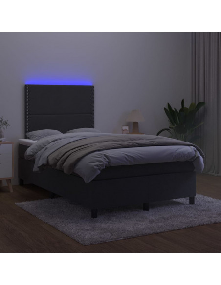 Letto a Molle con Materasso e LED Nero 120x190 cm in Velluto