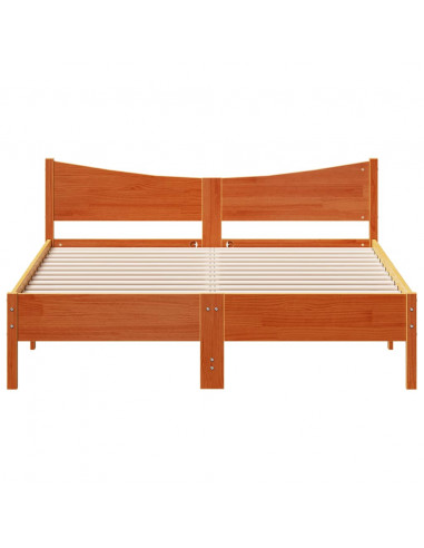 Giroletto con Testiera Marrone Cera 160x200 cm Massello Pino