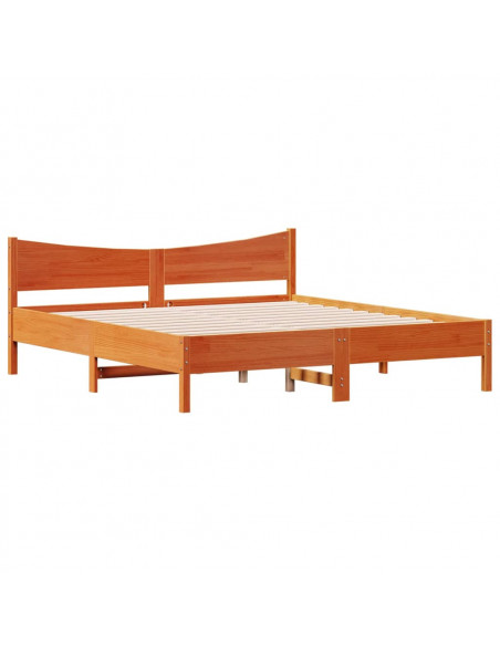 Giroletto con Testiera Marrone Cera 200x200 cm Massello Pino