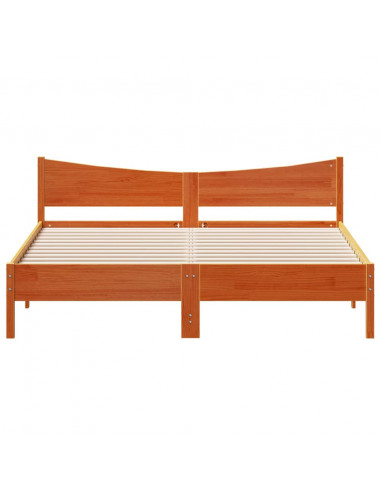 Giroletto con Testiera Marrone Cera 200x200 cm Massello Pino