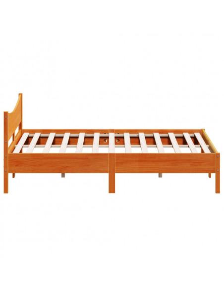 Giroletto con Testiera Marrone Cera 200x200 cm Massello Pino