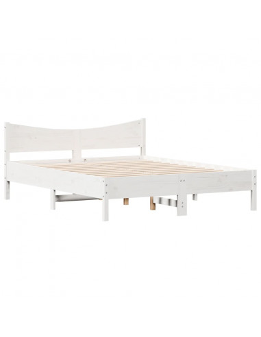 Giroletto con Testiera Bianco 160x200 cm Legno Massello di Pino