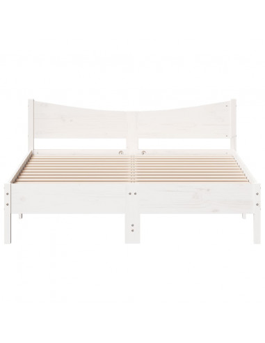 Giroletto con Testiera Bianco 160x200 cm Legno Massello di Pino