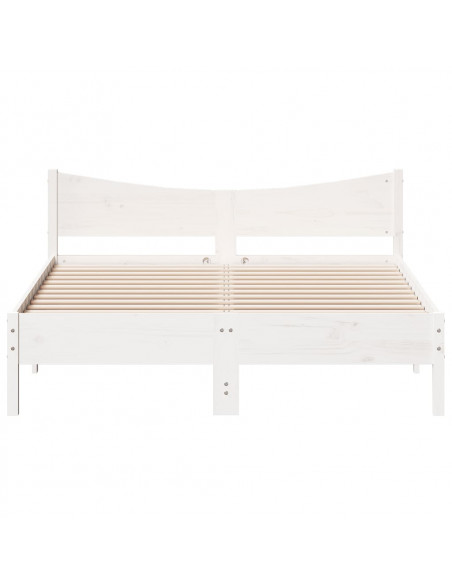 Giroletto con Testiera Bianco 160x200 cm Legno Massello di Pino