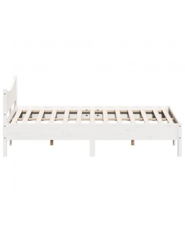 Giroletto con Testiera Bianco 160x200 cm Legno Massello di Pino