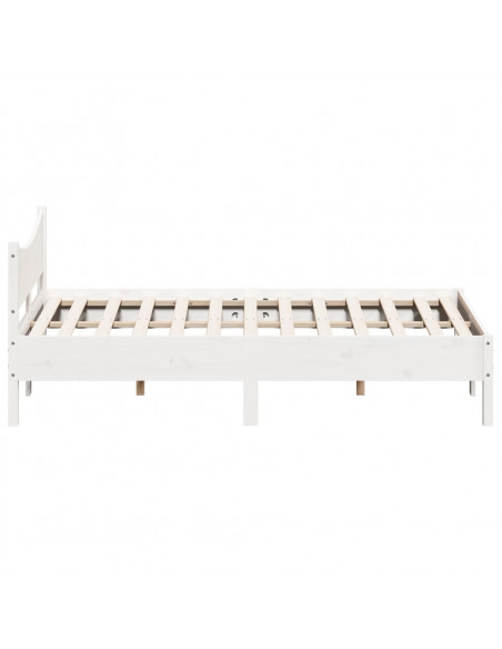 Giroletto con Testiera Bianco 160x200 cm Legno Massello di Pino