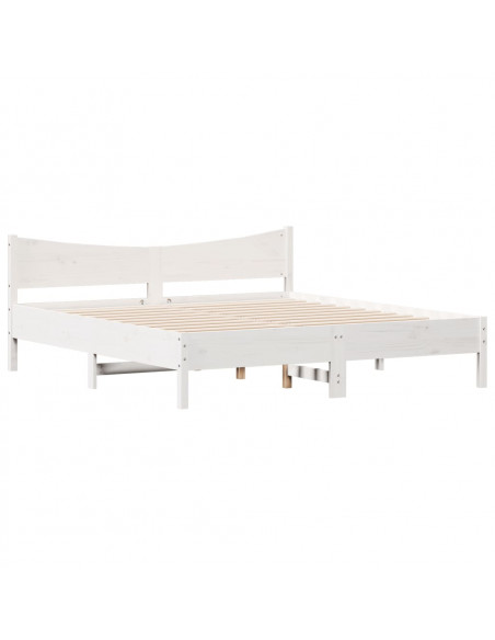 Giroletto con Testiera Bianco 200x200 cm Legno Massello di Pino