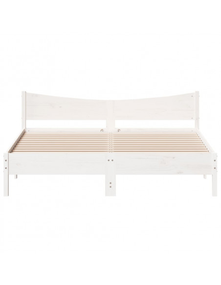 Giroletto con Testiera Bianco 200x200 cm Legno Massello di Pino