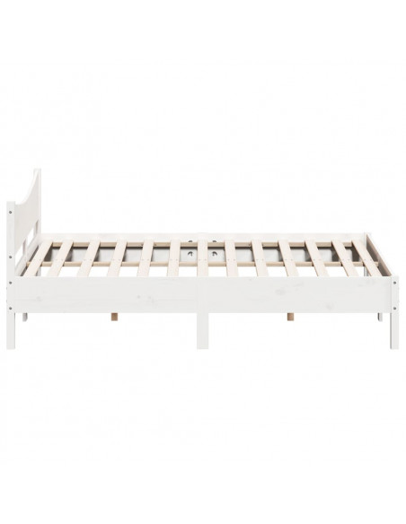Giroletto con Testiera Bianco 200x200 cm Legno Massello di Pino