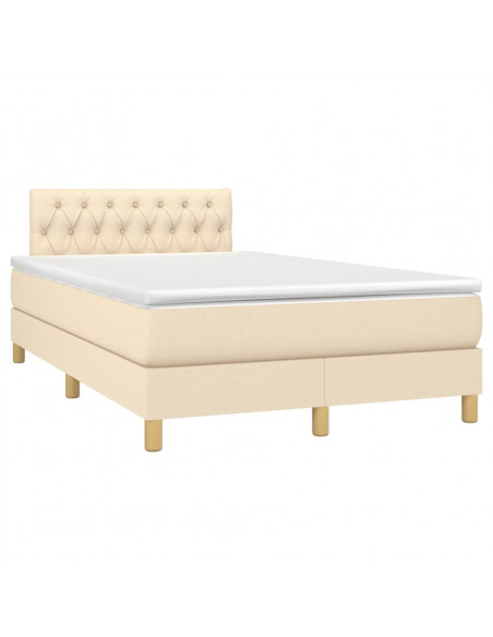 Letto a Molle con Materasso e LED Crema 120x190 cm in Tessuto